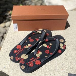 NWT Coach Red Poppy Flip Flop Shoes Size 9/10